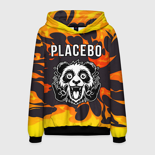 Мужская толстовка Placebo рок панда и огонь / 3D-Черный – фото 1