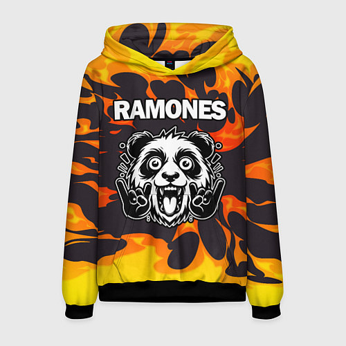 Мужская толстовка Ramones рок панда и огонь / 3D-Черный – фото 1