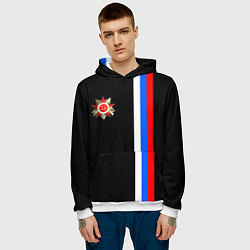 Толстовка-худи мужская Великая отечественная - триколор полосы, цвет: 3D-белый — фото 2