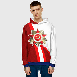 Толстовка-худи мужская Великая отечественная - Бело-красный, цвет: 3D-синий — фото 2