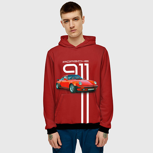 Мужская толстовка Порше спортивный немецкий автомобиль / 3D-Черный – фото 3