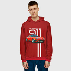 Толстовка-худи мужская Порше спортивный немецкий автомобиль, цвет: 3D-красный — фото 2