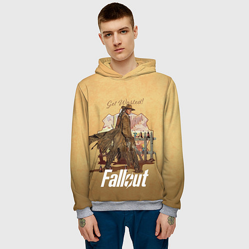 Мужская толстовка Фаллаут - Гуль / 3D-Меланж – фото 3