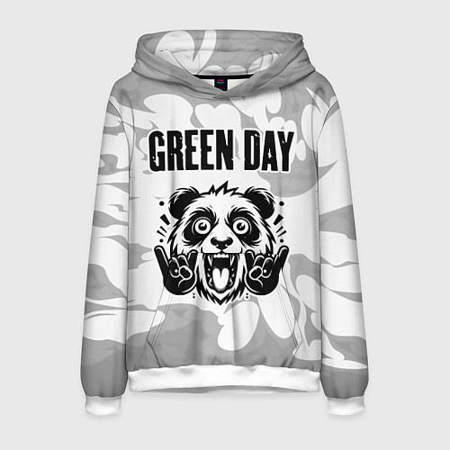 Мужская толстовка Green Day рок панда на светлом фоне / 3D-Белый – фото 1