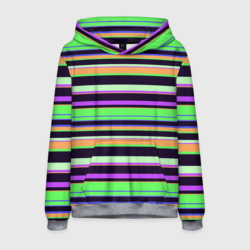 Мужская толстовка Зелёно-фиолетовый полосатый / 3D-Меланж – фото 1