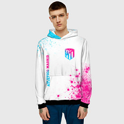 Толстовка-худи мужская Atletico Madrid neon gradient style вертикально, цвет: 3D-черный — фото 2