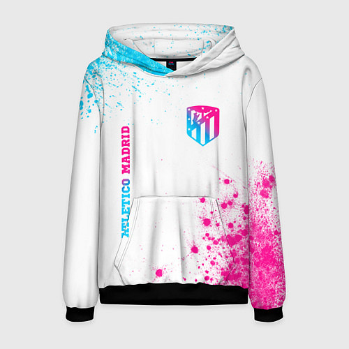 Мужская толстовка Atletico Madrid neon gradient style вертикально / 3D-Черный – фото 1