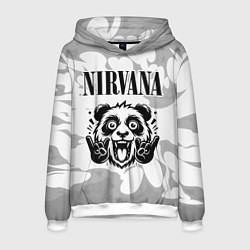 Мужская толстовка Nirvana рок панда на светлом фоне