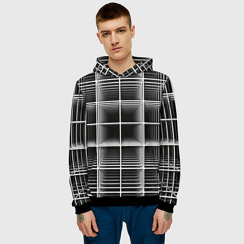 Мужская толстовка Кубический каркас / 3D-Черный – фото 3