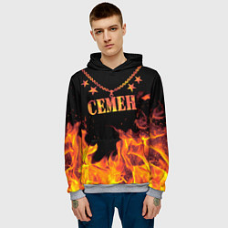 Толстовка-худи мужская Семен - имя в огне, цвет: 3D-меланж — фото 2