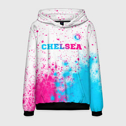 Толстовка-худи мужская Chelsea neon gradient style посередине, цвет: 3D-черный