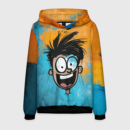 Мужская толстовка Красочный человечек веселым лицом / 3D-Черный – фото 1