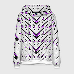 Толстовка-худи мужская Black and purple stripes on a white background, цвет: 3D-белый