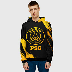 Толстовка-худи мужская PSG - gold gradient, цвет: 3D-черный — фото 2