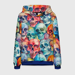 Толстовка-худи мужская Красочный узор с черепами, цвет: 3D-синий
