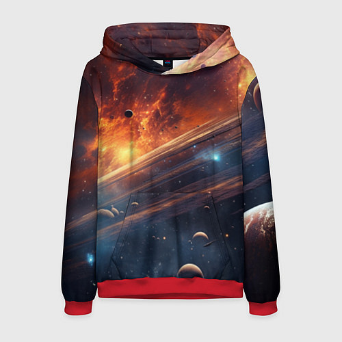 Мужская толстовка Млечный путь космос / 3D-Красный – фото 1