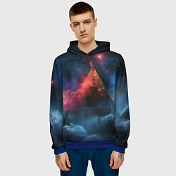 Толстовка-худи мужская Космическая абстракция пирамида, цвет: 3D-синий — фото 2