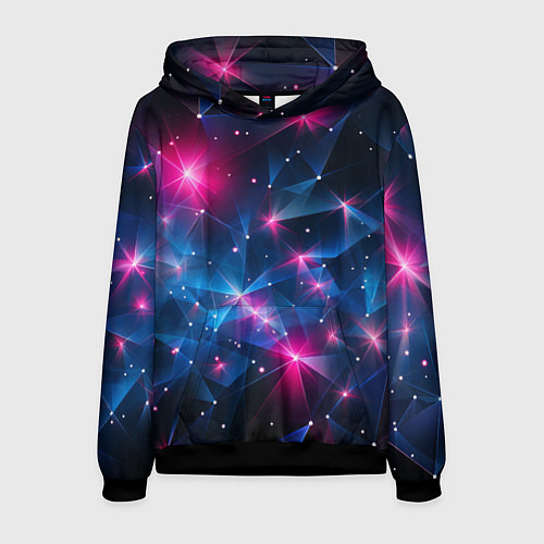 Мужская толстовка Яркие неоновые вспышки в космосе / 3D-Черный – фото 1