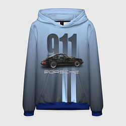 Толстовка-худи мужская Винтажный автомобиль Porsche, цвет: 3D-синий