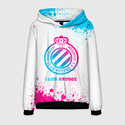 Толстовка-худи мужская Club Brugge neon gradient style, цвет: 3D-черный