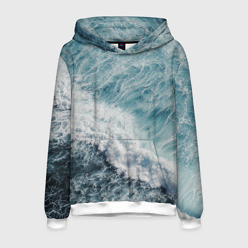 Мужская толстовка Морская бирюзовая волна / 3D-Белый – фото 1
