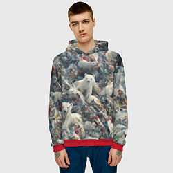 Толстовка-худи мужская Найди всех медвежат - паттерн, цвет: 3D-красный — фото 2
