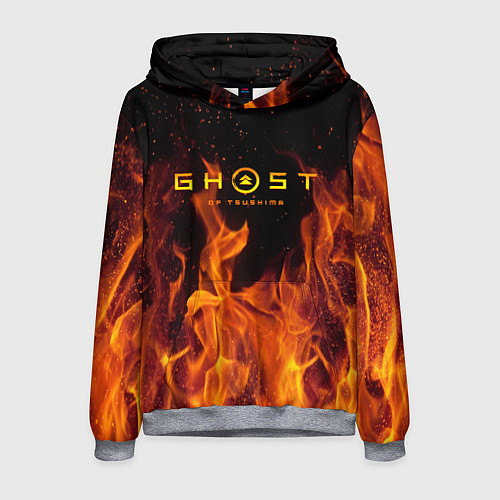 Мужская толстовка Ghost of Tsushima в огне / 3D-Меланж – фото 1