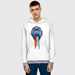 Толстовка-худи мужская Обезьяна с радугой, цвет: 3D-меланж — фото 2