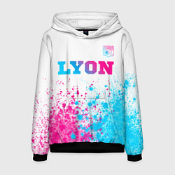 Толстовка-худи мужская Lyon neon gradient style посередине, цвет: 3D-черный