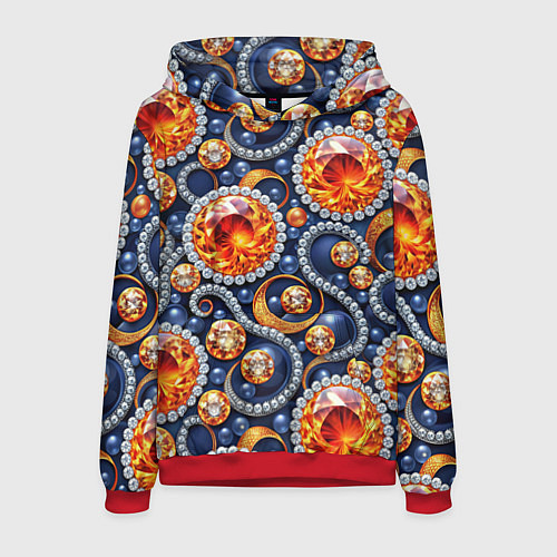 Мужская толстовка Ювелирные украшение с золотом и бриллиантом паттер / 3D-Красный – фото 1