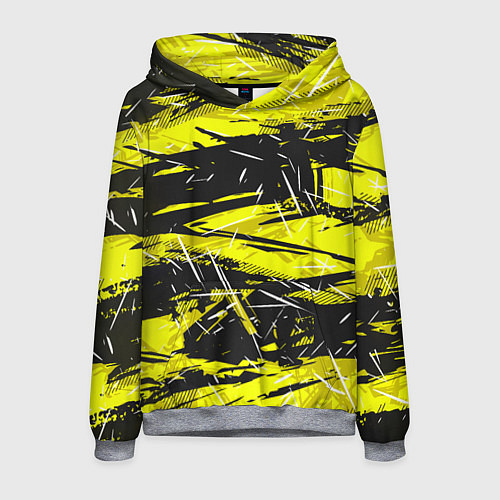 Мужская толстовка Yellow geometry - спортивный узор / 3D-Меланж – фото 1