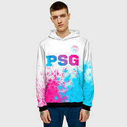 Толстовка-худи мужская PSG neon gradient style посередине, цвет: 3D-черный — фото 2