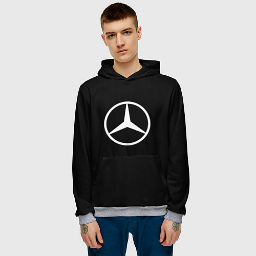 Мужская толстовка Mercedes benz logo white / 3D-Меланж – фото 3