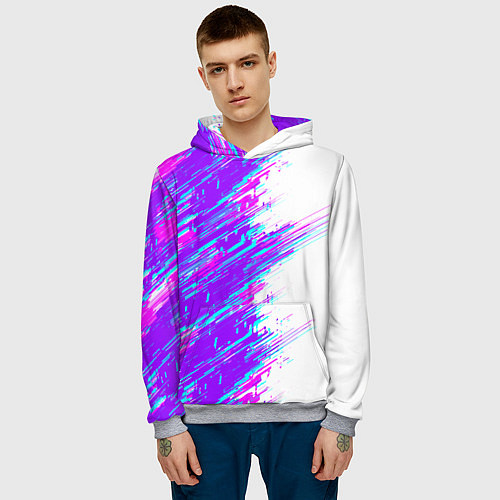 Мужская толстовка Neon glitch / 3D-Меланж – фото 3