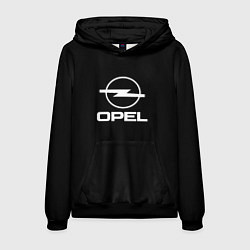 Толстовка-худи мужская Opel logo white, цвет: 3D-черный