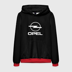 Толстовка-худи мужская Opel logo white, цвет: 3D-красный