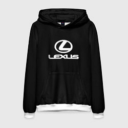 Толстовка-худи мужская Lexus white logo, цвет: 3D-белый