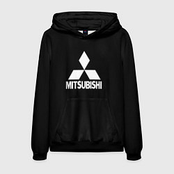 Толстовка-худи мужская Mitsubishi logo white, цвет: 3D-черный