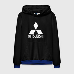 Толстовка-худи мужская Mitsubishi logo white, цвет: 3D-синий