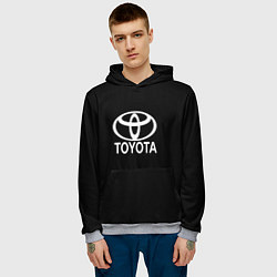 Толстовка-худи мужская Toyota white logo, цвет: 3D-меланж — фото 2