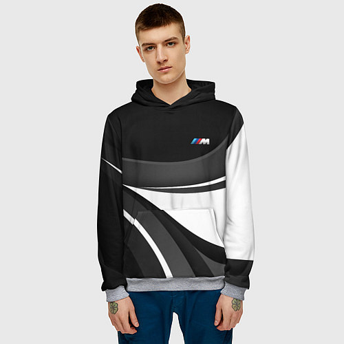 Мужская толстовка BMW M - монохромный / 3D-Меланж – фото 3