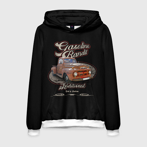 Мужская толстовка Хот-род в стиле rat Gasoline Bandit / 3D-Белый – фото 1