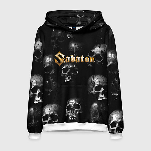 Мужская толстовка Sabaton - logo rock group / 3D-Белый – фото 1