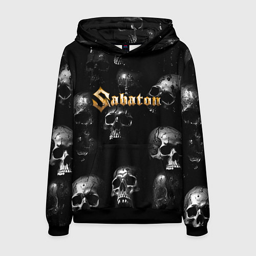 Мужская толстовка Sabaton - logo rock group / 3D-Черный – фото 1
