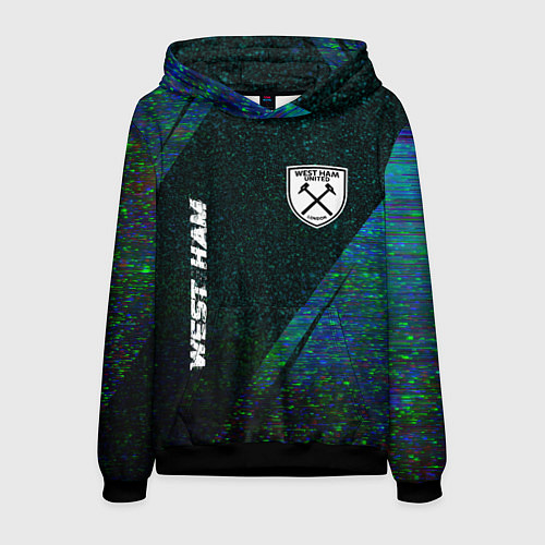 Мужская толстовка West Ham glitch blue / 3D-Черный – фото 1