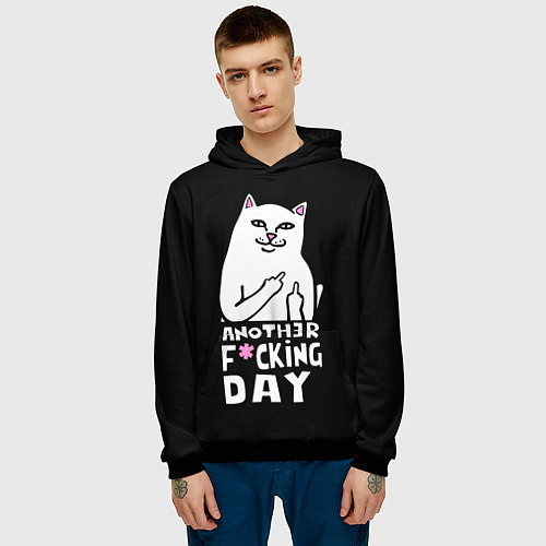 Мужская толстовка Еще один - гребаный день / 3D-Черный – фото 3