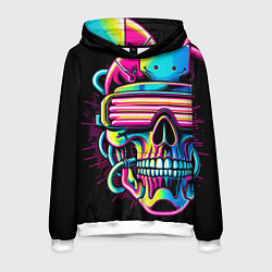 Мужская толстовка Cyber skull - ai art neon