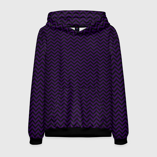 Мужская толстовка Чёрно-фиолетовый ломаные полосы / 3D-Черный – фото 1