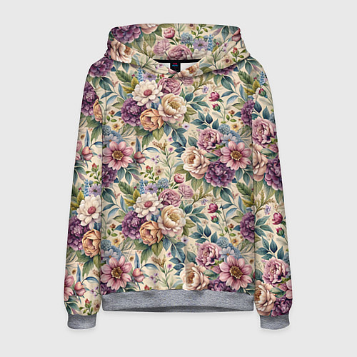 Мужская толстовка Нежные цветочные мотивы паттерны / 3D-Меланж – фото 1