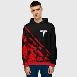 Толстовка-худи мужская Tesla sport grunge, цвет: 3D-красный — фото 2